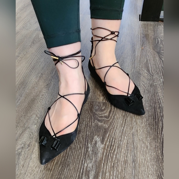 Black Suede Salvatore Ferragamo Ballet Flats - Sz 9 - Picture 8 of 9